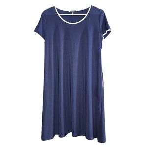 Roz & Ali Lightweight Navy Mini Dress with White Trim